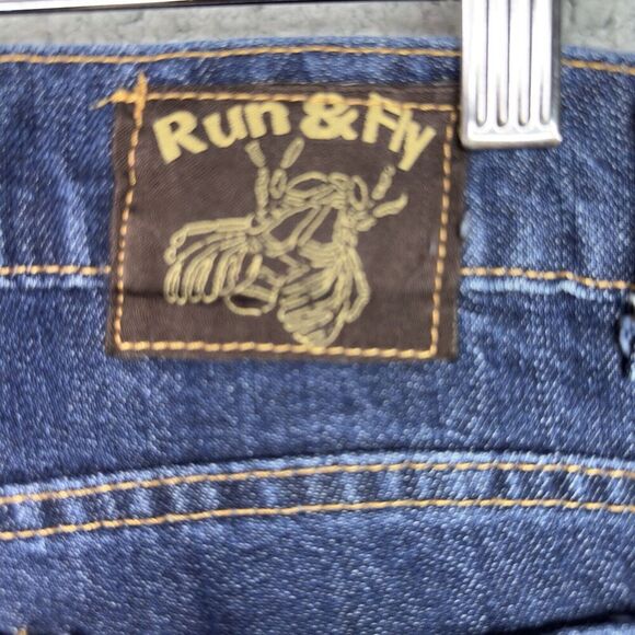 Run & Fly Jeans Womans Size 30S Blue Bell Bottom Super Flare Y2K Made In UK - Picture 9 of 12